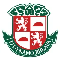 Znak TJ Dynamo Jihlava: štít se lvem a jihlavským ježkem, nahoře písmena TJ, dole zelená stuha s nápisem TJ Dynamo Jihlava.